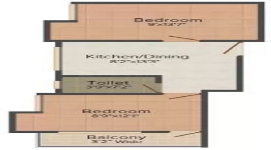 1 BHK+1T 420/sqft-saleable  Sqft Apartment For Sale In Mamata Enclave In Kasba Floor Plan