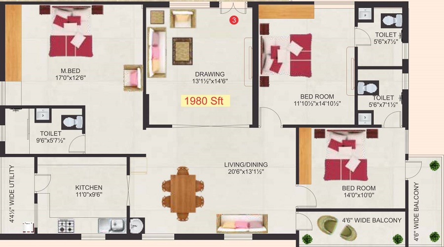 Pratyusha Sree Sai Brindavanam Floor Plan