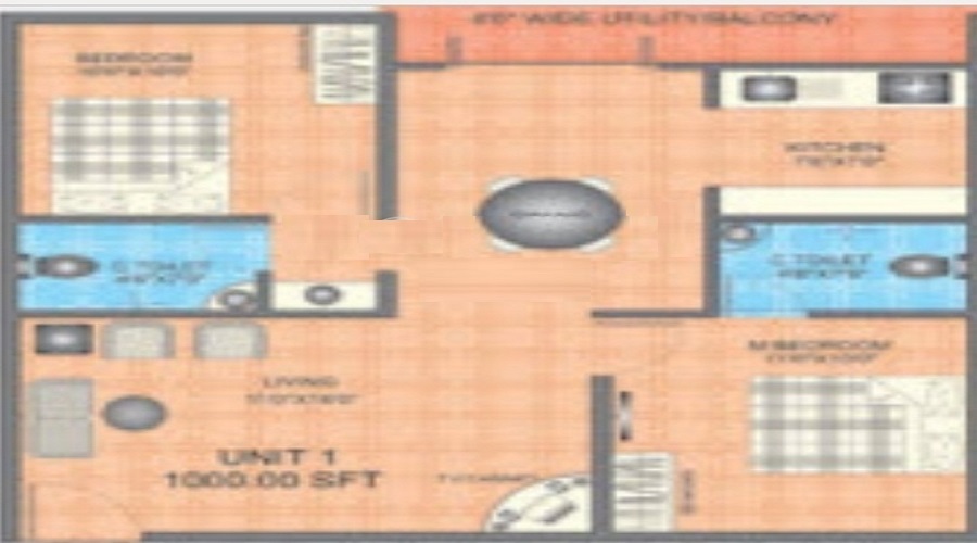 1 BHK+1T 525/sqft-saleable  Sqft Apartment For Sale In Prabhavathi Bliss I In Begur Floor Plan