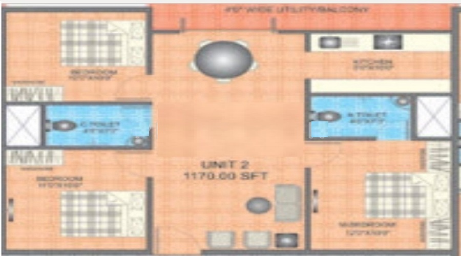 1 BHK+1T 525/sqft-saleable  Sqft Apartment For Sale In Prabhavathi Bliss I In Begur Floor Plan