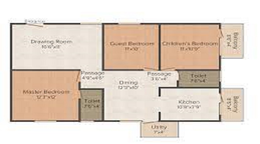 2 BHK+2T 1129/sqft-saleable  Sqft Apartment For Sale In Aashrayaa Aashrayaa Serenity In Begur Floor Plan