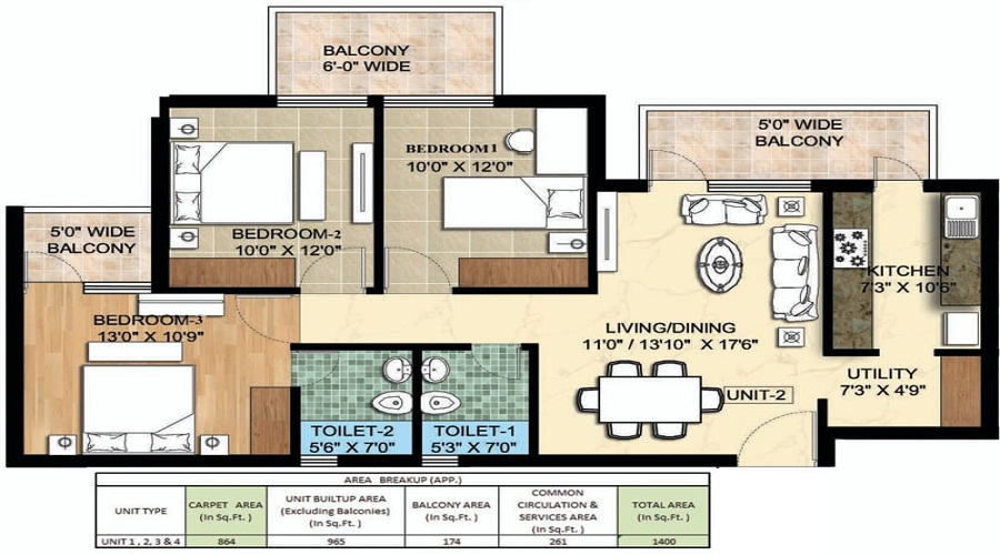 Ambika La Parisian Phase 1 T6 To T9 Floor Plan
