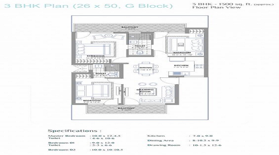 2 BHK+2T 600/sqft-saleable  Sqft Apartment For Sale In Future Casa Homes In Sector 115 Floor Plan