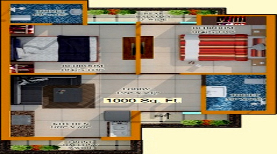 1 BHK+1T 500/sqft-saleable  Sqft Apartment For Sale In Sanskriti Sanskriti Apartments In Sector 115 Floor Plan