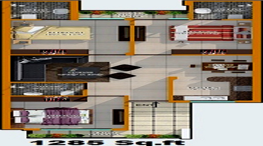 1 BHK+1T 500/sqft-saleable  Sqft Apartment For Sale In Sanskriti Sanskriti Apartments In Sector 115 Floor Plan