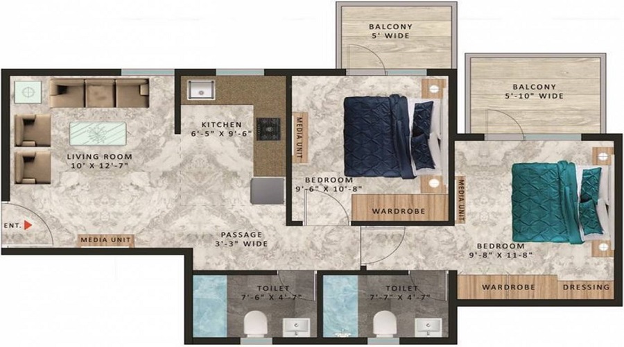 Pareena Om Apartments Floor Plan