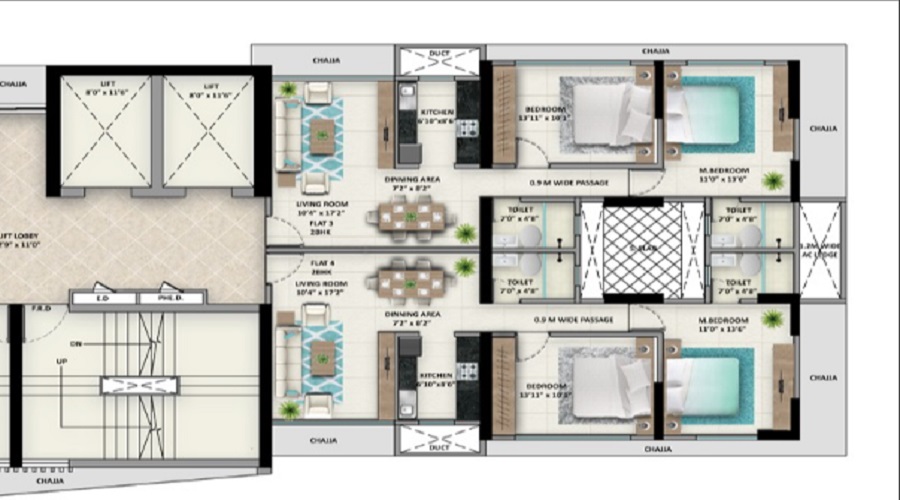 2 BHK+2T 741/sqft-carpet Sqft Apartment For Sale In Mittal Skye 31 In Wadala Floor Plan