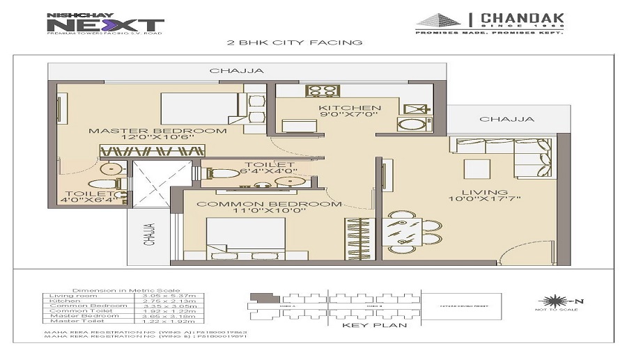 1 BHK+1T 368/sqft-carpet Sqft Apartment For Sale In Chandak Nishchay Wing B In Borivali East Floor Plan