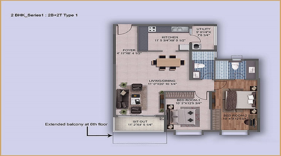Puravankara Purva Westend Fresco Floor Plan