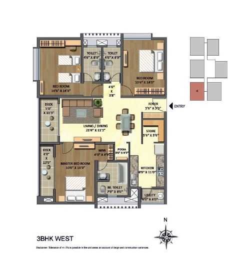 2 BHK+2T 1342/sqft-saleable Sqft Apartment For Sale In Lodha Meridian Super 60 In Kukatpally Floor Plan