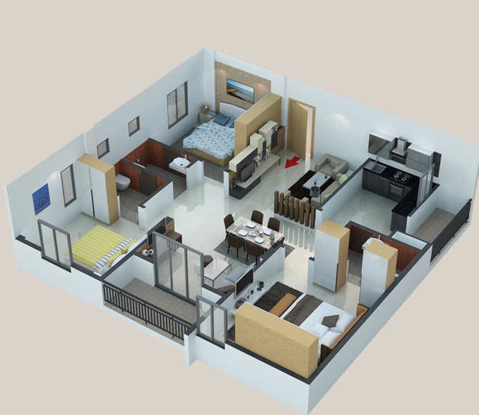 1 BHK+1T 610/sqft-saleable  Sqft Apartment For Sale In Canny MNR Elite In Kapra Floor Plan