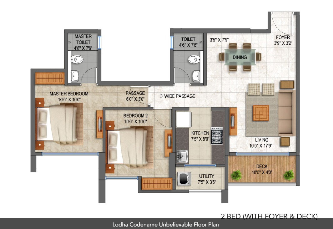 1 BHK+1T 453/sqft-carpet Sqft Apartment For Sale In Lodha Codename Green Fortune In Kolshet Floor Plan