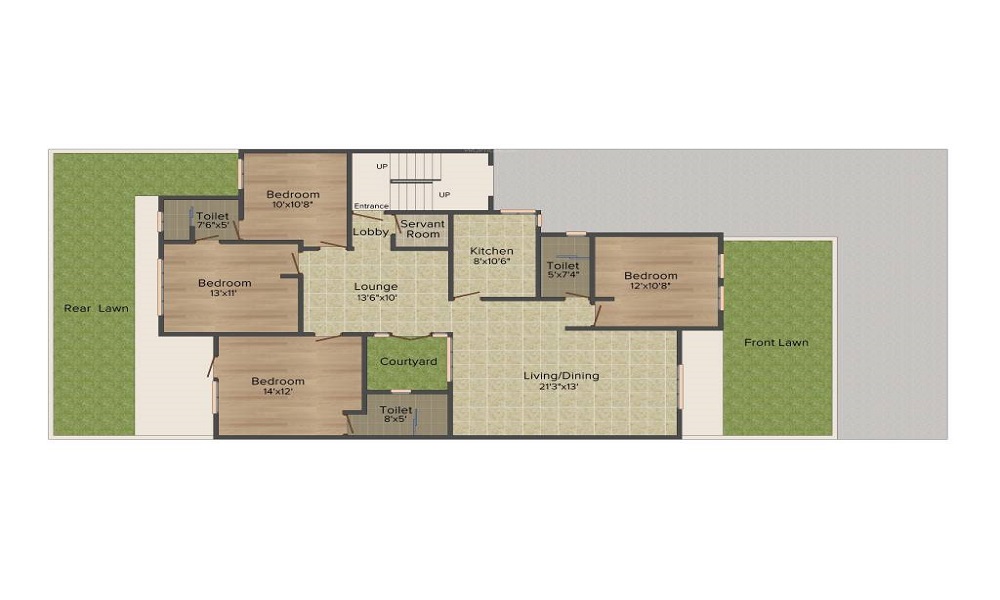 3 BHK+3T 1380/sqft-saleable Sqft Apartment For Sale In Emaar MGF Emerald Floors In Golf Course Extension Road Sector 65 Floor Plan