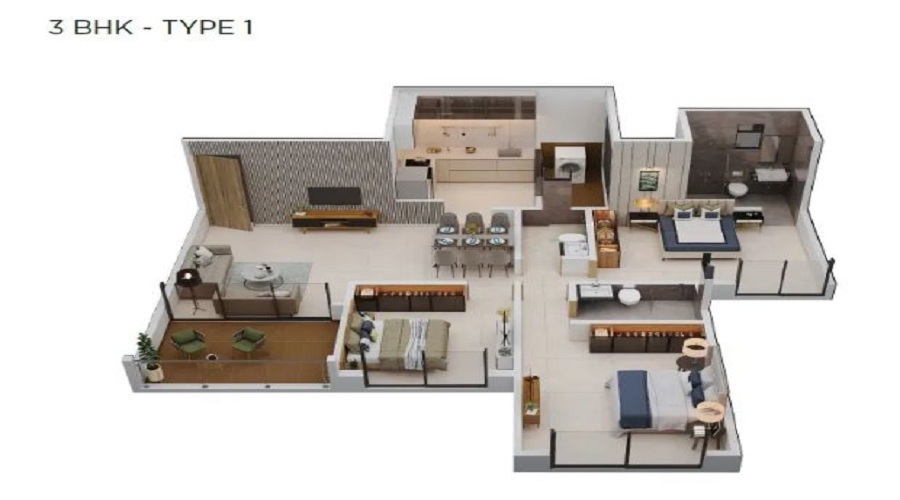 2 BHK+2T 786/sqft-carpet Sqft Apartment For Sale In Tejraj Tejelevia In Baner Floor Plan