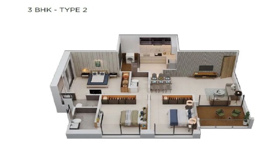 2 BHK+2T 786/sqft-carpet Sqft Apartment For Sale In Tejraj Tejelevia In Baner Floor Plan