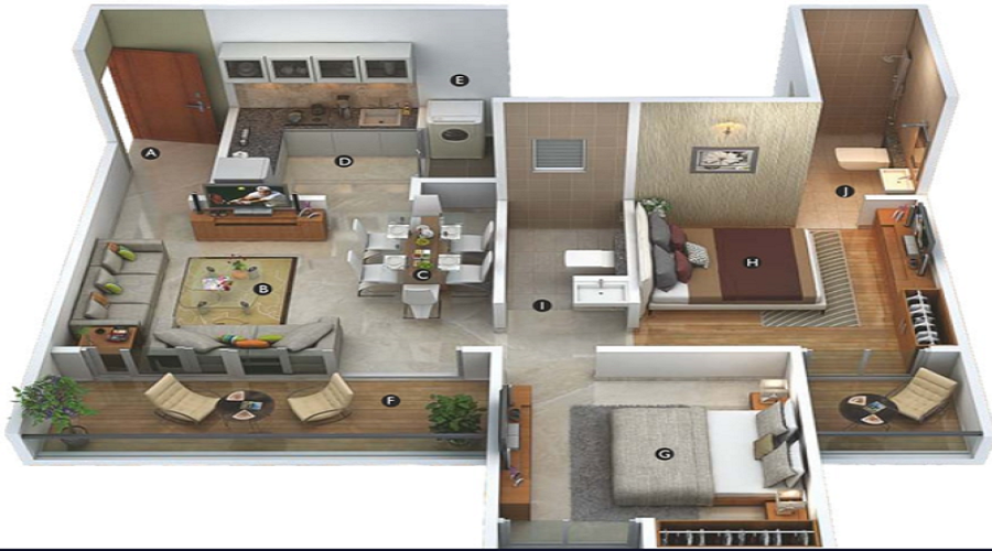 2 BHK+2T Apartment With Size 722/sqft-carpet Sqft For Sale In Krishna Amarillo Hinjewadi Pune Floor Plan