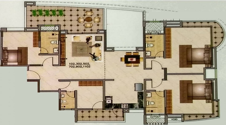 2 BHK+2T 730/sqft-carpet Sqft Apartment For Sale In Balaji Metro Jazz C In Mahalunge Floor Plan