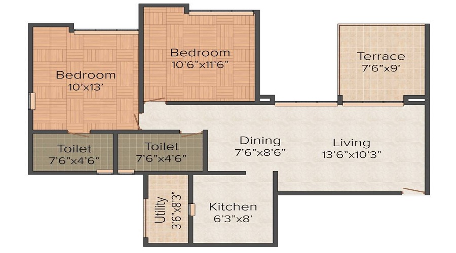 1 BHK+1T 448/sqft-carpet Sqft Apartment For Sale In Dhankawade Mystique Wonders In Dhayari Floor Plan