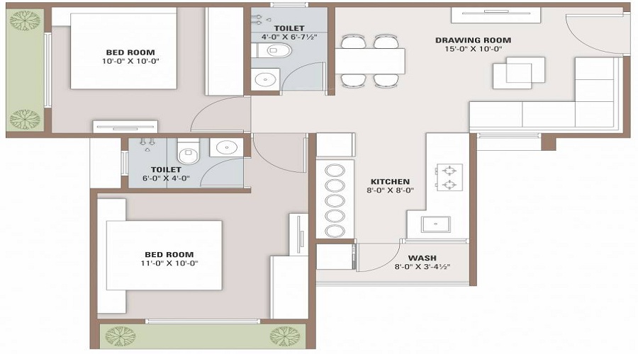 1 BHK+1T 397/sqft-carpet Sqft Apartment For Sale In Het Eureka Avenue In Ranip Floor Plan