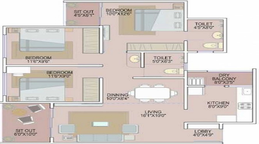 1 BHK+1T 483/sqft-carpet Sqft Apartment For Sale In Shree Nivasa Elevia Phase I In Mundhwa Floor Plan
