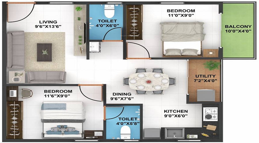 Evershine Northeast Apartments Floor Plan