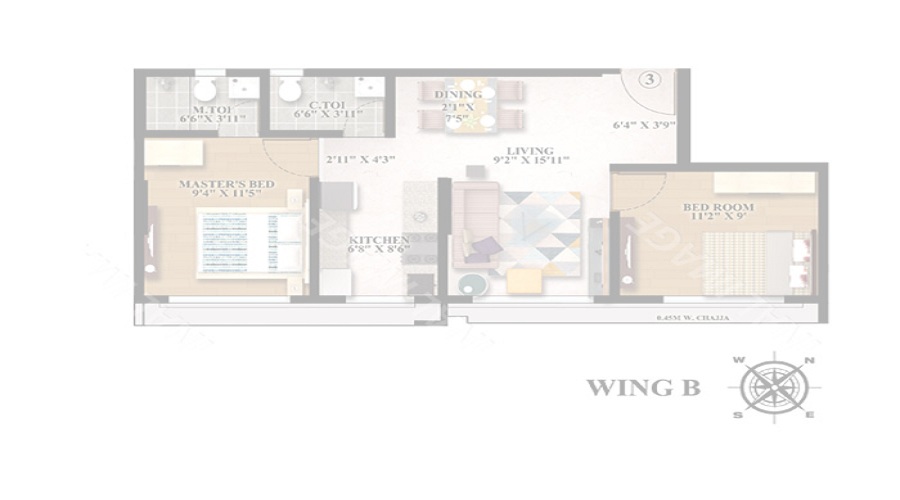 1 BHK+1T 389/sqft-carpet Sqft Apartment For Sale In Codename Shubhaarambh In Ghatkopar East Floor Plan