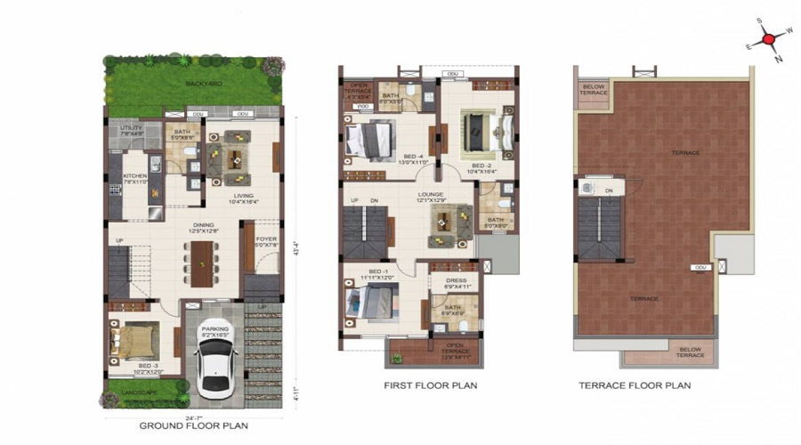 3 BHK+3T 1818/sqft-carpet Sqft Apartment For Sale In Casagrand Amberley In Navallur Floor Plan