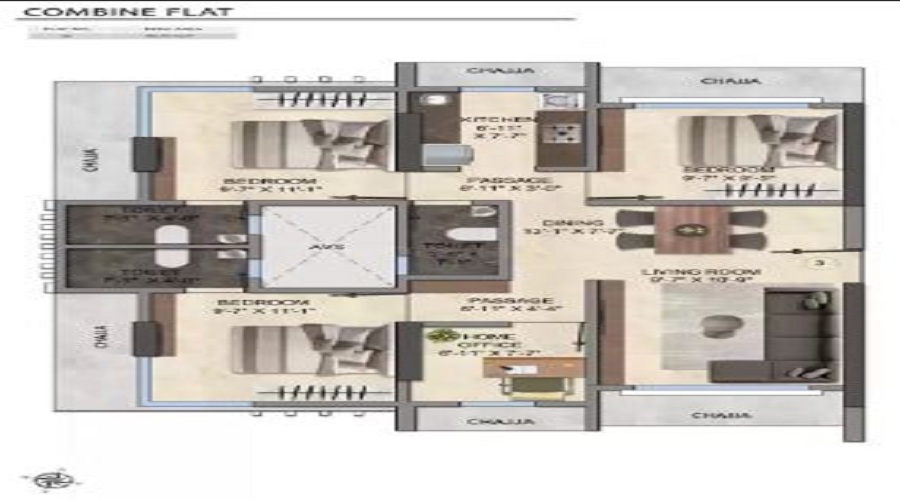 1 BHK+1T 386/sqft-carpet Sqft Apartment For Sale In Gala Swayam In Mahim Floor Plan