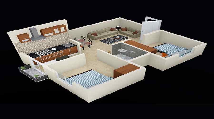 1 BHK+1T 352/sqft-carpet Sqft Apartment For Sale In Aswani Vamani In Chandapura Floor Plan