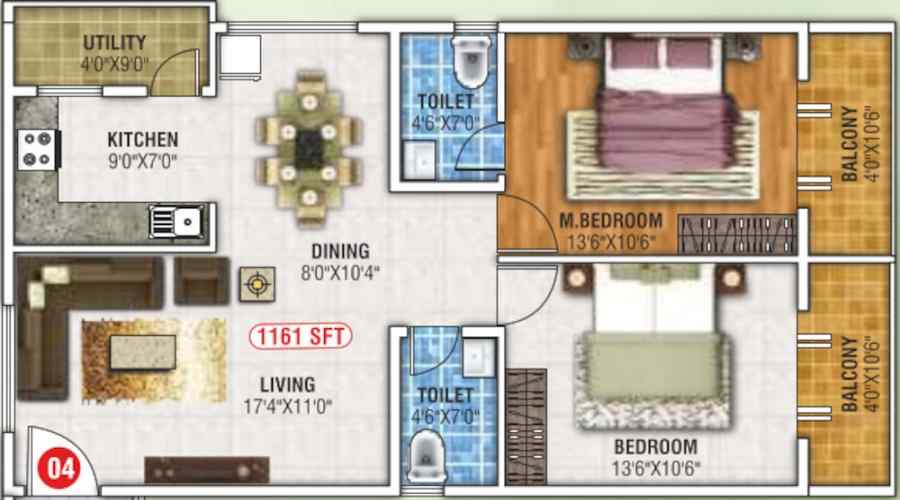 Navajyothi Paradise Palms Floor Plan