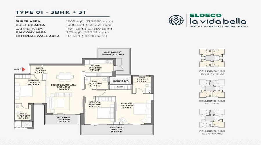 Eldeco La Vida Bella Floor Plan