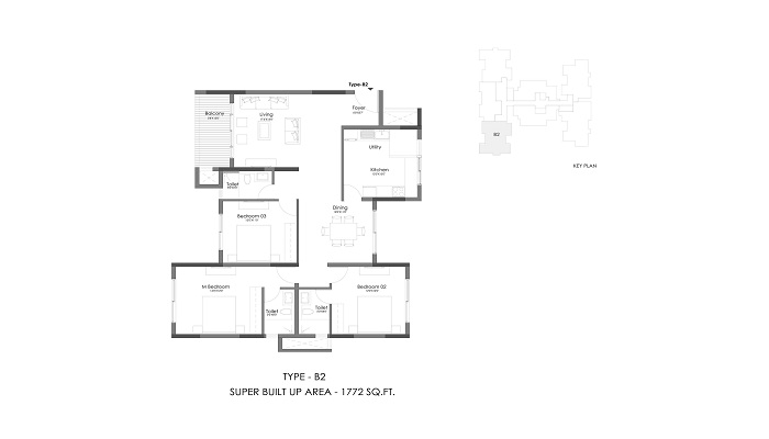 2 BHK+2T 1347/sqft-saleable Sqft Apartment For Sale In Esteem Altitude In Yeshwantpur Floor Plan