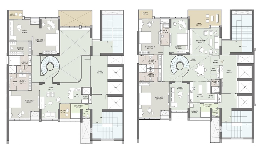 5 BHK+5T 6800/sqft-carpet Sqft Apartment For Sale In Adani Belrosa In Shantigram Floor Plan