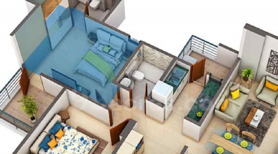 3 BHK+3T 1265/sqft-carpet Sqft Apartment For Sale In BCC Bharat City In Indraprastha Yojna Floor Plan