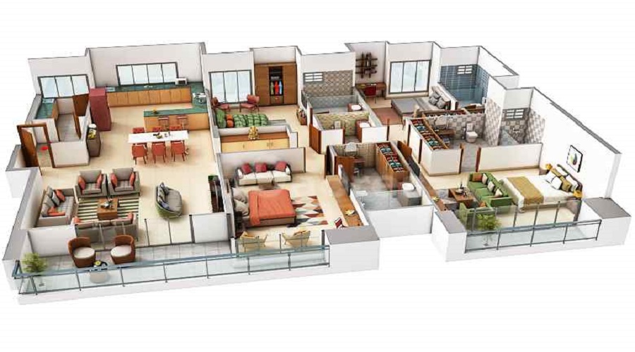 4 BHK+4T 1861/sqft-carpet Sqft Apartment For Sale In Fortune Imperia 2 In Bhayli Floor Plan