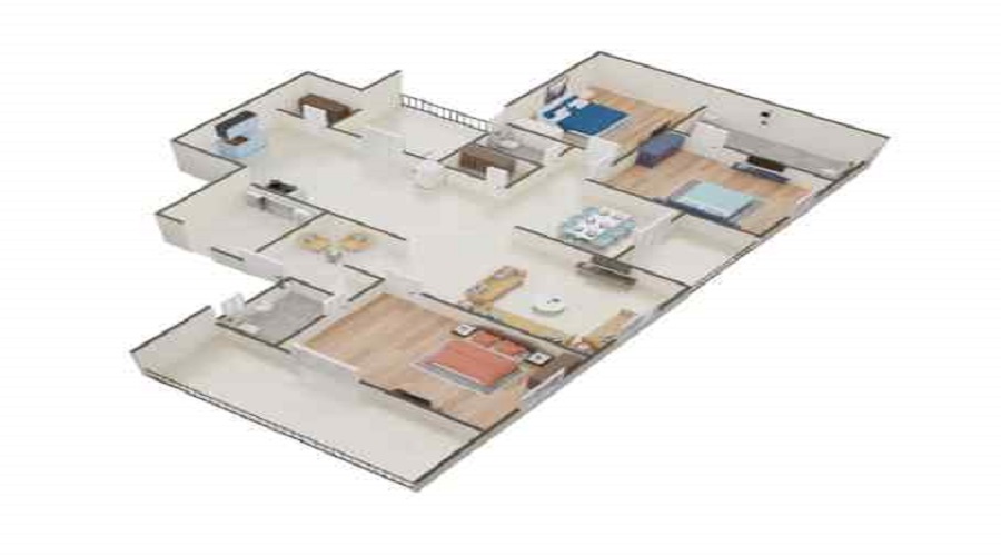 3 BHK+3T 1015/sqft-carpet Sqft Apartment For Sale In Samatva Magnolia In Ognaj Floor Plan