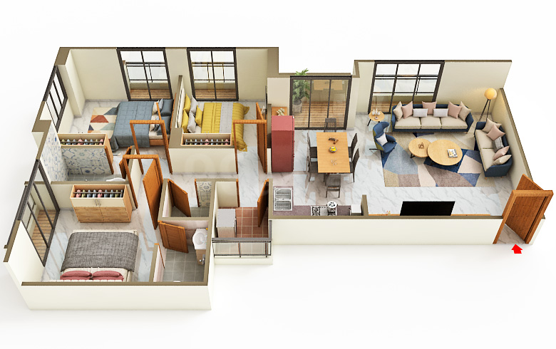 2 BHK+2T 672/sqft-carpet Sqft Apartment For Sale In Prayosha Impress In Dindoli Floor Plan