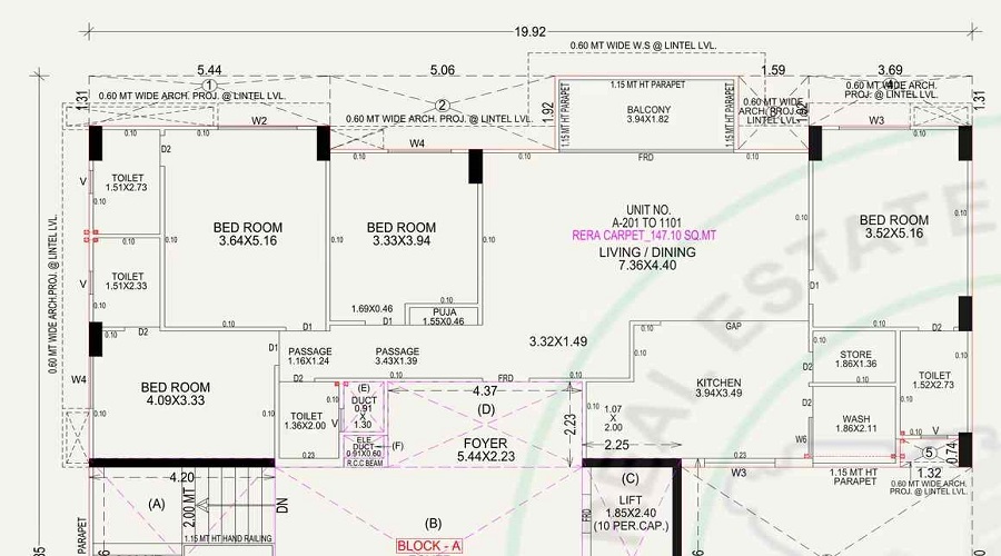 3 BHK+3T 1121/sqft-carpet Sqft Apartment For Sale In Link In Heights In Sarkhej Floor Plan