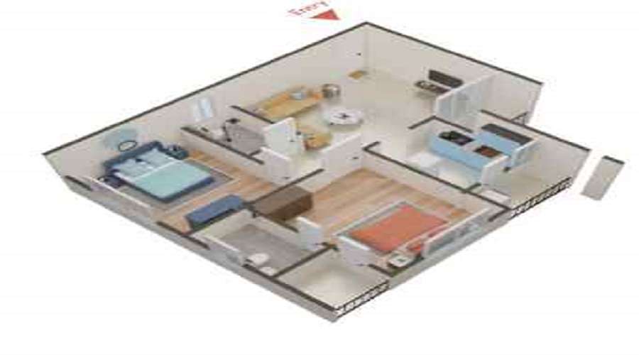 1 BHK+1T 405/sqft-carpet Sqft Apartment For Sale In Aatrey Elegance In Nava Naroda Floor Plan