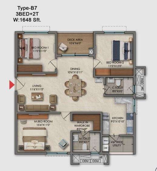 4 BHK+4T 2723/sqft-carpet Sqft Apartment For Sale In Prestige Golden Grove In Tellapur Floor Plan