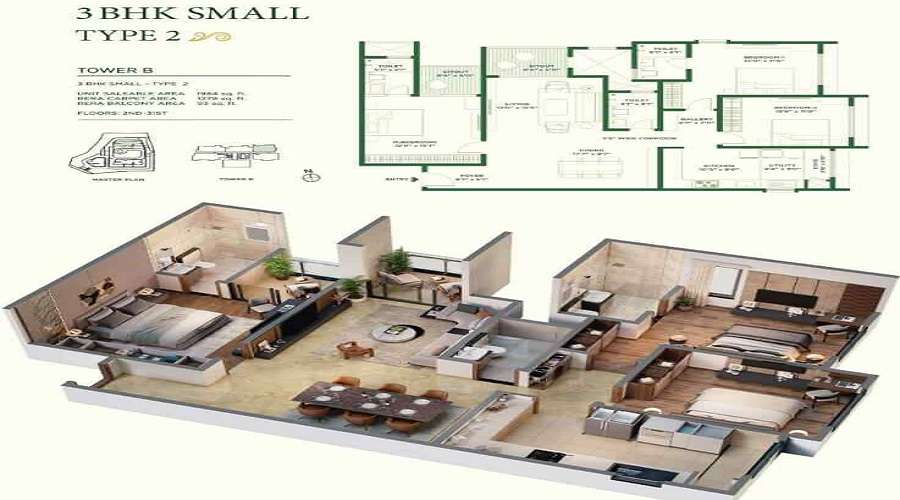 4 BHK+4T 2566/sqft-carpet Sqft Apartment For Sale In Vaishnavi At One In Banashankari Floor Plan