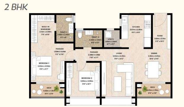 4 BHK+4T 2350/sqft-carpet Sqft Apartment For Sale In Mahindra Blossom In Whitefield Floor Plan