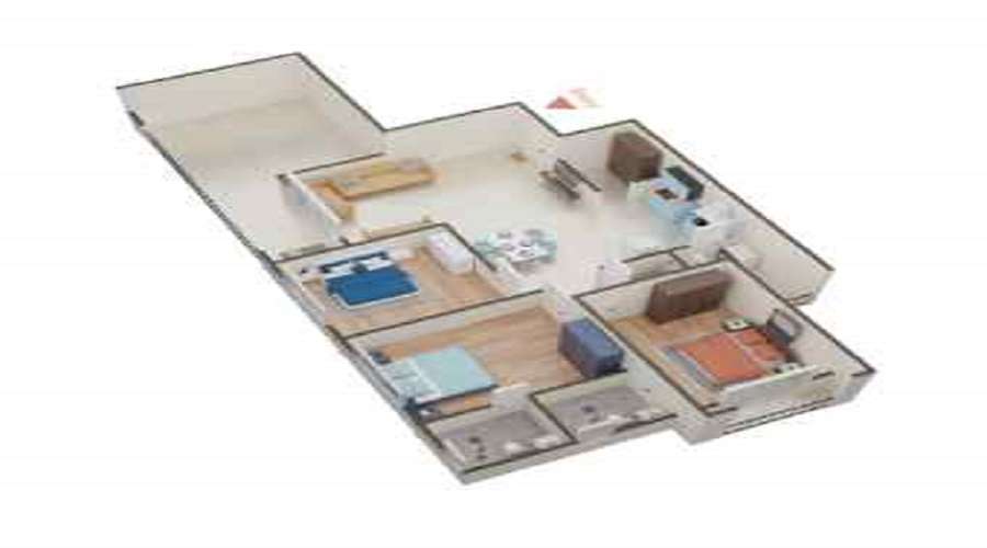 2 BHK+2T 684/sqft-carpet Sqft Apartment For Sale In Maruti Diamond Sky In Adalaj Floor Plan