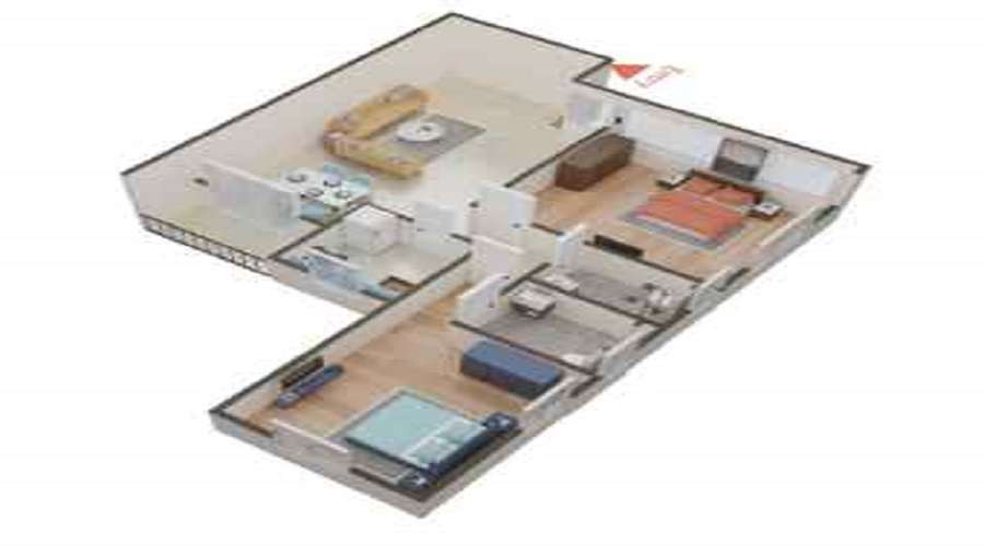 3 BHK+3T 1416/sqft-carpet Sqft Apartment For Sale In Diamond City South In Tollygunge Floor Plan