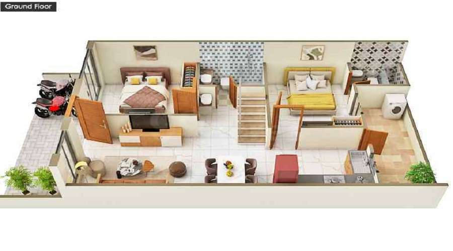 3 BHK+3T 1070/sqft-saleable Sqft Apartment For Sale In The Augusta In Masma Floor Plan