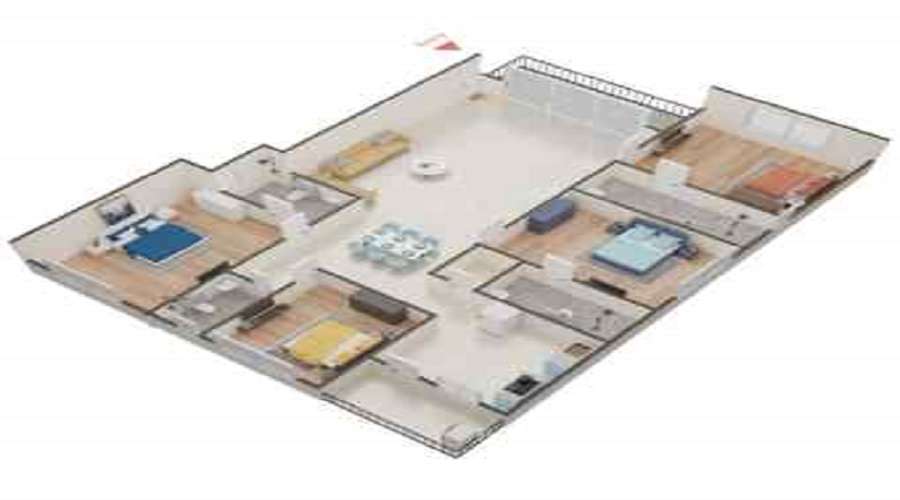 3 BHK+3T 1584/sqft-carpet Sqft Apartment For Sale In Millionairee Modestaa In Vesu Floor Plan