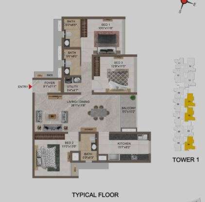 5 BHK+5T 3952/sqft-carpet Sqft Apartment For Sale In Casagrand Mercury In Perambur Floor Plan
