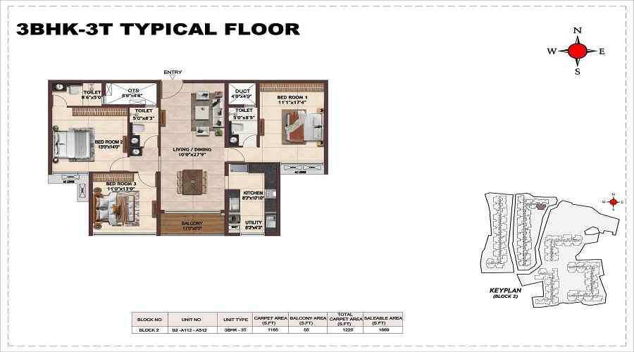4 BHK+4T 2509/sqft-carpet Sqft Apartment For Sale In Casagrand Jarvis In Siruseri Floor Plan