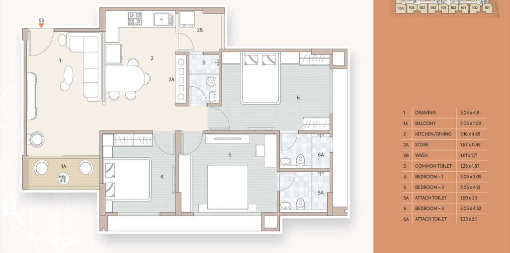 2 BHK+2T 611.17 /sqft-carpet Sqft Apartment For Sale In Nageshwar Serene Life In Nana Chiloda Floor Plan