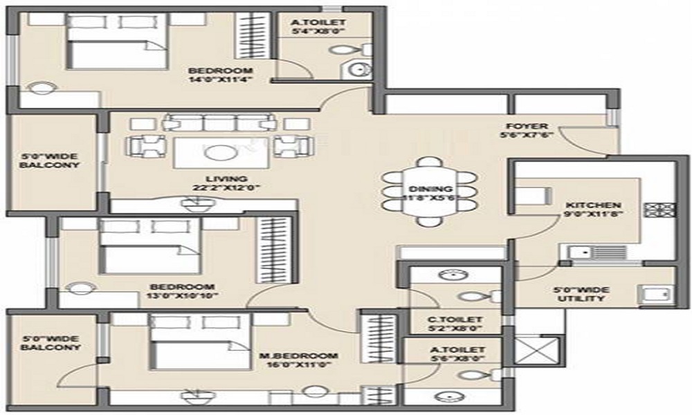 Acchyuthan Lotus Manor | Ready To Move | Thiruvanmiyur, Chennai Floor Plan